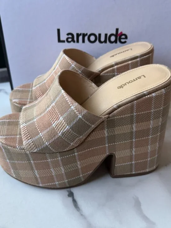 NEW Larroude Wanda Plaid Chunky Platform Mule Size 8.5 - Picture 5 of 9